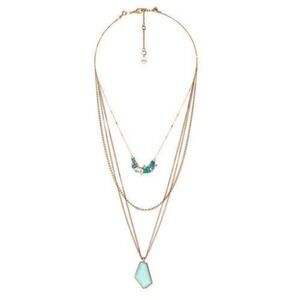 Chloe and Isabel Aquamarine Convertible Layered Pendant Necklace Gold N405